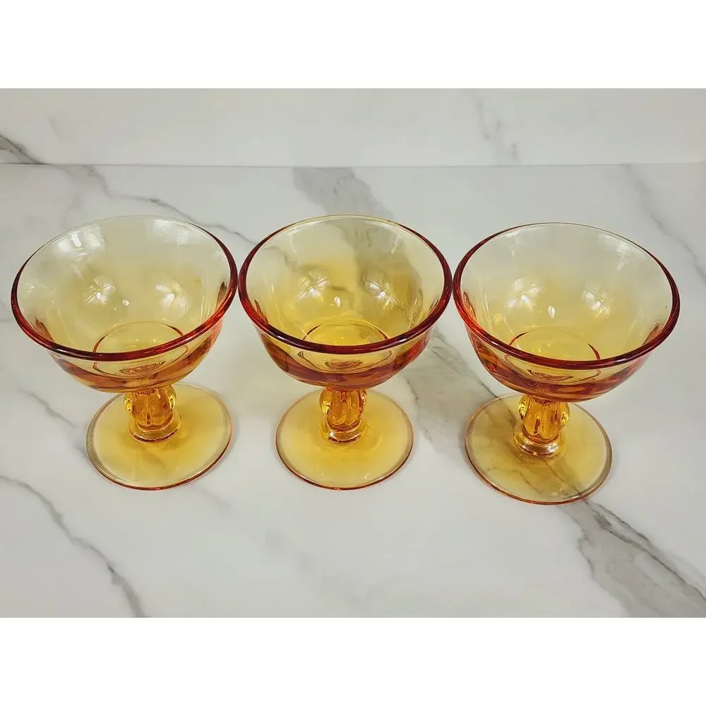 Tiffin Franciscan Amber Glass Sherbet Dessert 4